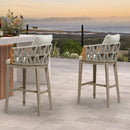 PURPLE LEAF Hailar Outdoor Bar Stools Chair Modern Rattan Bar Stool with Back and Cushion for Balcony, Indoor or Outdoor, Kitchen Island