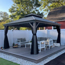 PURPLE LEAF Patio Gazebo for Pool Light Grey Hardtop Galvanized Steel Roof with Reinforcement Support Rod