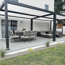 PURPLE LEAF Caesar Outdoor Louvered Pergola Patio Sun Shade Shelter with Adjustable Hardtop Patio Pergola Gray Frame White Roof