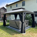 PURPLE LEAF Patio Gazebo for Pool Light Grey Hardtop Galvanized Steel Roof with Reinforcement Support Rod