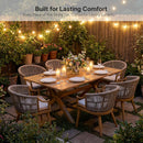 PURPLE LEAF Outdoor Dining Set All Weather Wicker Patio Dining Set with Rectangular Aluminum Table and Modern Armrest Dining Chairs for Garden Deck Backyard Kitchen