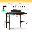 PURPLE LEAF Hardtop Grill Gazebo for Patio Bronze Permanent Metal Roof Outside Sun Shade Outdoor BBQ Canopy with String Lights