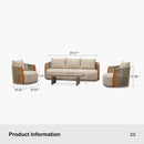 PURPLE LEAF Hailar U-Shaped Patio Conversation Set with Genuine Teak Cushions and Pillows Olefin Rope Backres Outdoor Couch Sets for Porch Garden