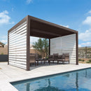 PURPLE LEAF Athena Louvered Pergola Bronze Outdoor Aluminum Pergola with Roller Blind Adjustable Gazebo for Patio Deck Garden