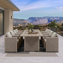 PURPLE LEAF Sanori Patio Dining Set Modern Large Weather-Resistant Table and Aluminum Chairs with Cushions for Garden Beige