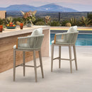 PURPLE LEAF Hailar Outdoor Bar Stools Chair Modern Rattan Bar Stool with Back and Cushion for Balcony, Indoor or Outdoor, Kitchen Island