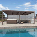PURPLE LEAF Athena Louvered Pergola Bronze Outdoor Aluminum Pergola with Roller Blind Adjustable Gazebo for Patio Deck Garden