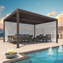 PURPLE LEAF Athena Louvered Pergola Bronze Outdoor Aluminum Pergola with Roller Blind Adjustable Gazebo for Patio Deck Garden