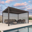 PURPLE LEAF Athena Louvered Pergola Bronze Outdoor Aluminum Pergola with Roller Blind Adjustable Gazebo for Patio Deck Garden