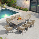 PURPLE LEAF 7/9/11 Pieces Outdoor Dining Set Aluminum Table & Wicker Rattan Chairs Modern Patio Furniture Set for Deck
