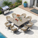 PURPLE LEAF 7/9/11 Pieces Outdoor Dining Set Aluminum Table & Wicker Rattan Chairs Modern Patio Furniture Set for Deck