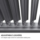 PURPLE LEAF Caesar Louvered Pergola with Yellow String Lights Patio Aluminum Pergola with Independent Adjustable Rainproof Roof Hardtop Pergola for Outdoor Deck Garden Yard