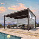 PURPLE LEAF Athena Louvered Pergola Bronze Outdoor Aluminum Pergola with Roller Blind Adjustable Gazebo for Patio Deck Garden