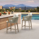 PURPLE LEAF Hailar Outdoor Bar Stools Chair Modern Rattan Bar Stool with Back and Cushion for Balcony, Indoor or Outdoor, Kitchen Island