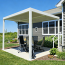 PURPLE LEAF Athena Louvered Pergola Modern White Pergola with Adjustable Roof for Deck Backyard Garden