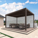 PURPLE LEAF Athena Louvered Pergola Bronze Outdoor Aluminum Pergola with Roller Blind Adjustable Gazebo for Patio Deck Garden