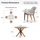 PURPLE LEAF Round Outdoor Dining Set Patio Aluminum Dining Set Round Table and Wicker Chairs with Sunbrella Cushions for Kitchen Deck