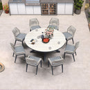 PURPLE LEAF Round Outdoor Dining Set Patio Aluminum Dining Set Round Table and Wicker Chairs with Sunbrella Cushions for Kitchen Deck