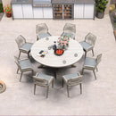 PURPLE LEAF Round Outdoor Dining Set Patio Aluminum Dining Set Round Table and Wicker Chairs with Sunbrella Cushions for Kitchen Deck