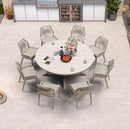 PURPLE LEAF Round Outdoor Dining Set Patio Aluminum Dining Set Round Table and Wicker Chairs with Sunbrella Cushions for Kitchen Deck