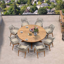 PURPLE LEAF Round Outdoor Dining Set Patio Aluminum Dining Set Round Table and Wicker Chairs with Sunbrella Cushions for Kitchen Deck