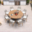 PURPLE LEAF Round Outdoor Dining Set Patio Aluminum Dining Set Round Table and Wicker Chairs with Sunbrella Cushions for Kitchen Deck