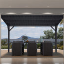 PURPLE LEAF Lean to Gazebo Metal Roof Patio Cover Built-in Drain Slots Wall Mounted Gazebo for Outdoor Extension