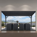 PURPLE LEAF Lean to Gazebo Metal Roof Patio Cover Built-in Drain Slots Wall Mounted Gazebo for Outdoor Extension