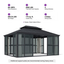 PURPLE LEAF Luxury Sunroom Solarium 360° Transparent Outdoor Living Room with Elegant Curtains Outdoor Gazebo with 4-Side Sliding Doors and Windows for Entertaining