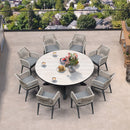 PURPLE LEAF Round Outdoor Dining Set Patio Aluminum Dining Set Round Table and Wicker Chairs with Sunbrella Cushions for Kitchen Deck