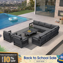 PURPLE LEAF Caesar Open-End Patio Conversation Set with Grey Cushion Pillows and Ottoman for Modern Outdoor Deck