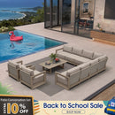 PURPLE LEAF Caesar Open-End Patio Conversation Set with Khaki Cushion Pillows and Ottoman for Modern Outdoor Deck