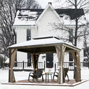 Aluminum Hardtop Gazebo Brown with Drainage Gutters