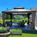 Aluminum Hardtop Gazebo Brown with Drainage Gutters
