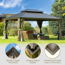 Aluminum Hardtop Gazebo Brown with Drainage Gutters