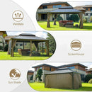 Aluminum Hardtop Gazebo Brown with Drainage Gutters