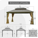 Aluminum Hardtop Gazebo Brown with Drainage Gutters