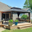 Aluminum Hardtop Gazebo Brown with Drainage Gutters