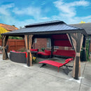 Aluminum Hardtop Gazebo Brown with Drainage Gutters