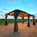 Aluminum Hardtop Gazebo Brown with Drainage Gutters