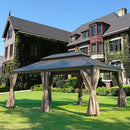 Aluminum Hardtop Gazebo Brown with Drainage Gutters