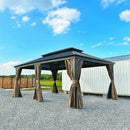 Aluminum Hardtop Gazebo Brown with Drainage Gutters