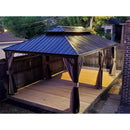 Aluminum Hardtop Gazebo Brown with Drainage Gutters