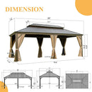 Aluminum Hardtop Gazebo Brown with Drainage Gutters