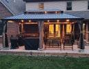 Aluminum Hardtop Gazebo Brown with Drainage Gutters