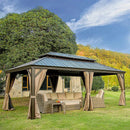 Aluminum Hardtop Gazebo Brown with Drainage Gutters