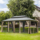 Aluminum Hardtop Gazebo Brown with Drainage Gutters