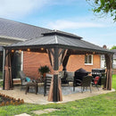 Aluminum Hardtop Gazebo Brown with Drainage Gutters