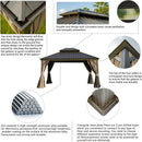 Aluminum Hardtop Gazebo Brown with Drainage Gutters