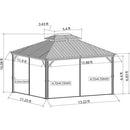 Aluminum Hardtop Gazebo Brown with Drainage Gutters